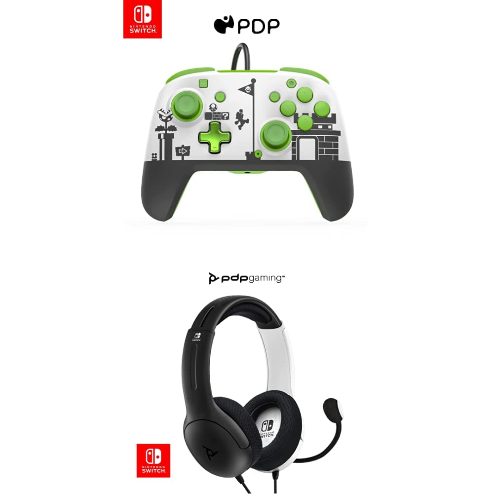 PDP REMATCH Wired Controller + AIRLITE Headset for Nintendo Switch - Super Mario Retro