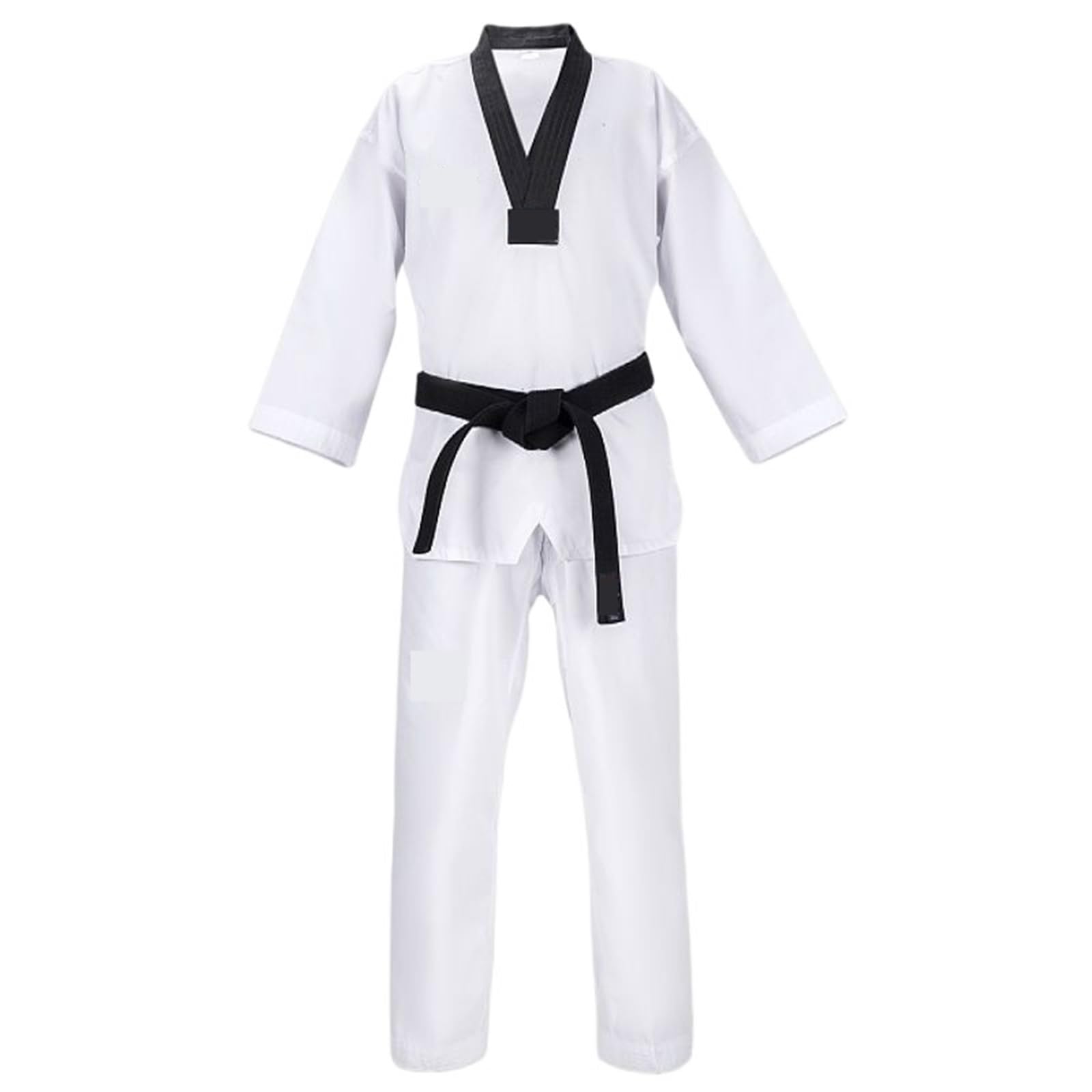 Ropa Uniformes blancos de Taekwondo Karate Judo Dobok Niños Adultos Tamaño Unisex Manga larga Gi Uniforme para Entrenamiento