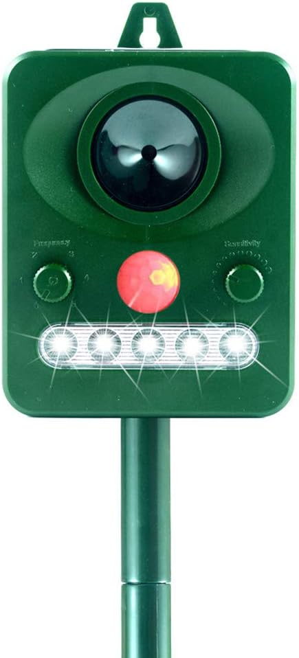 LittleBeeTekCat Repellent, Solar Ultrasonic Animal & Pet Repeller, Waterproof Cat Deterrent PIR Sensor, Motion Activated Wild Pest Scarer with Flash LED for Dog Squirrels Mice Rat Vole Bird