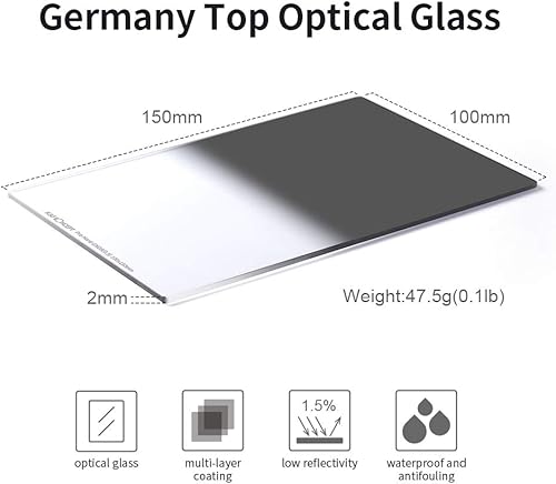 Miniatura 5 de K&F Concept Filtro de densidad neutra graduado duro ND8 (3 topes) de 3.937 in x 5.906 in con 28 recubrimientos multicapa resistente al agua y