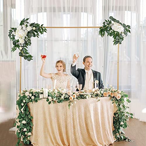 YORFULL Asta Regolabile in Metallo per Tavolo, Arco da Tavolo Regolabile con Morsetti 71CM-108CM Altezza 73CM-250CM Lunghezza, Decorazione per Natale, Matrimonio, Compleanno, Feste, Metallo Dorato