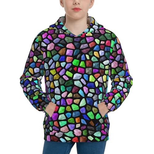 Colorful Mosaic Stones Kid Hoodies Boys Sweatshirts Girls Pullover with Pocket