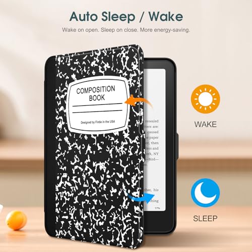 Image of Fintie Case for 7 inch All-New Kindle Paperwhite (12th Generation, 2024) and Kindle Colorsoft Signature Edition - Slim Lightweight Shell PU Leather Protective Cover with Auto Sleep /Wake, Composition Book