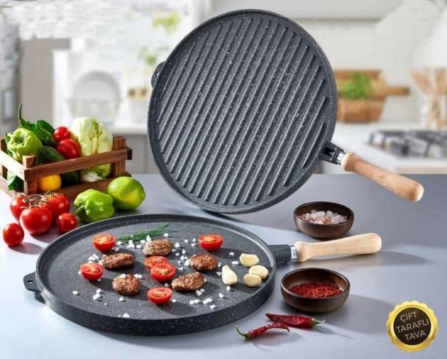 Eda Döküm Çift Taraflı Izgara ve Gözleme Tavası
