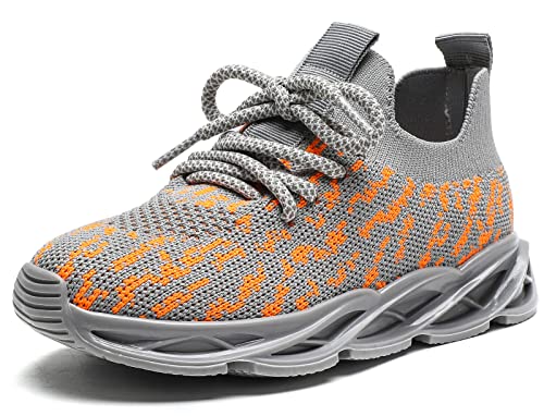 DADAWEN Boys Girls Sneakers Kids Lightweight Breathable Tennis Athletic Running Shoes for Toddler/Little Kid/Big Kid Grey US Size 11.5 M Little Kid - Main Image