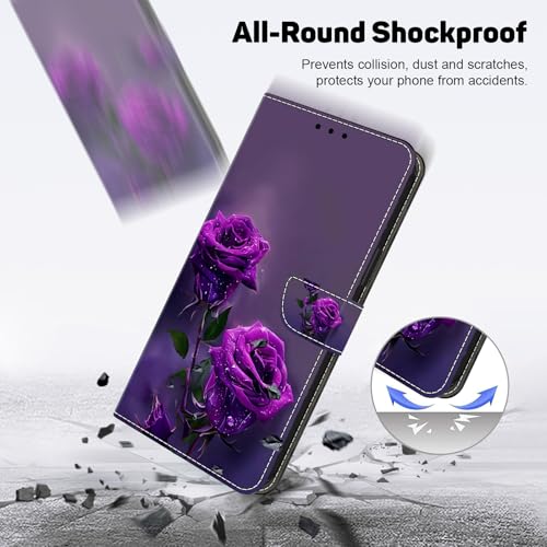Funda para Samsung Galaxy S25 FE con tarjetero protectora magnética morada 4