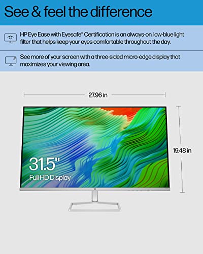 Hp M32Fw Fhd Monitor, Full Hd (1920 X 1080), Amd Freesync 31.5 Inches, Ceramic White With Silver Stand #TOP3