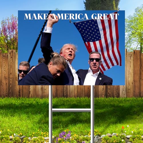Trump Yard Sign 2025 Trump Fight Trump Signal To Americans to Fight 16 X 24 Fade Resistant Take America Back Metal H-Frames 1 pack