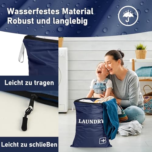 NADSSJL 2 Stück Wäschesack Reise - Wasserdichte Wäschebeutel Reise mit Reißverschluss. Faltbare Schmutzwäschebeutel, Wiederverwendbare Wäschesack ideal für Reisen, Urlaub und Zuhause