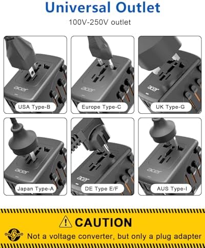 Acer Universal Travel Plug Adapter - International Power Adapter with 5 USB Port... 6 51kJkkIInRL. AC
