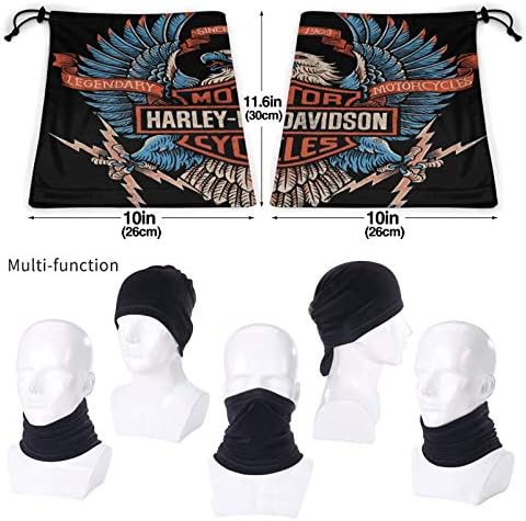 Harley Davidson Unisex Neckerchief Tube Scarf, Dust Protection Face Mask Outdoor Neck Warmer Ski Mask Breathable Mouth Cloth Sports Motorcycle Bike Jogging Face Shield UV Protection