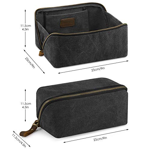 SMRITI Canvas Makeup Bag, Portable Cosmetic Bag for Women, Large Capacity Purse, Travel Zipper Pouch Organizer for Cosmetics Accessories Pens Tools (Black)