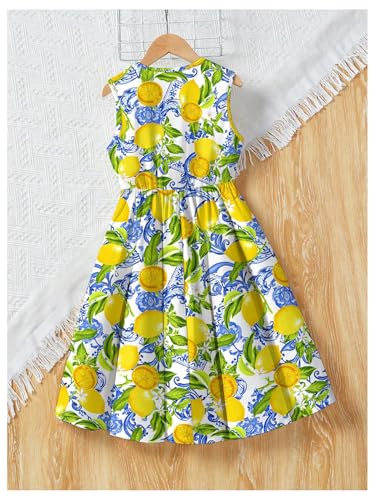 Floerns Girl's Summer Fruit Graphic Print Tank Dress Sleeveless Ruffle Hem Cute Midi Dresses2