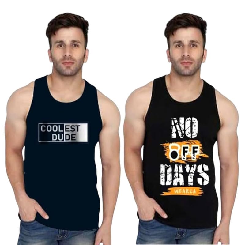Tora Men's Regular Fit Sleeveless Printed Vest | Perfect for Beach, Gym, Running | Printed Sando Baniyan for Men | Men Performance Vests Pack of 2-picture-30
