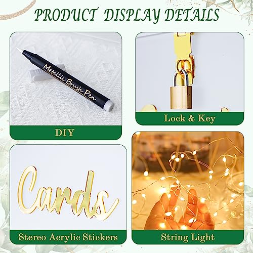 Image of OurWarm Frosted Acrylic Wedding Card Box with Lock, Gift Card Box for Wedding with String Light and Pen, DIY Wedding Envelope Money Card Box for Party Graduation Baby Shower Birthday Decorations