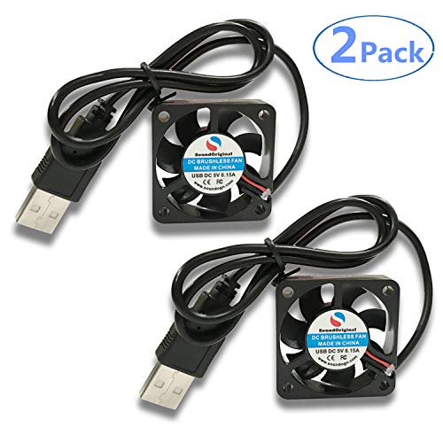 SoundOriginal 2-Pack Brushless USB DC Cooling Fan 5V 0.15A 40x40x10mm Speed 6800 RPM