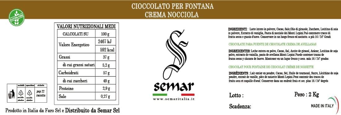 Cioccolato Gianduia - PRONTO USO - per fontane di cioccolato da 2 Kg