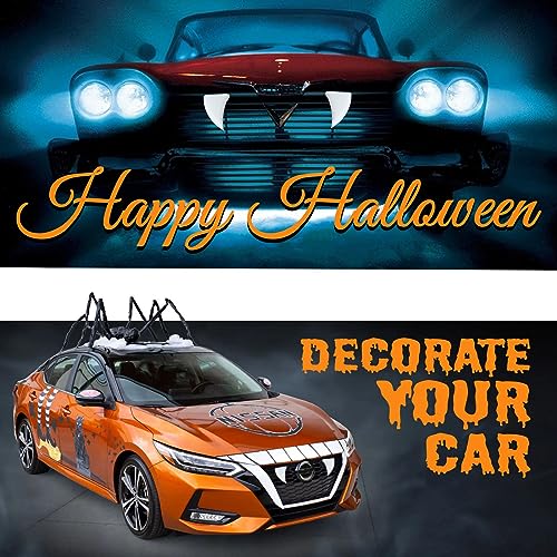 TEYOUYI Halloween Decoration Car Teeth for Cars, Truck, or SUV,Vampire Fangs Teeth for car- Mounts to Front Grille on Vehicles,DIY Your Car,A Pair White - Thumbnail 4