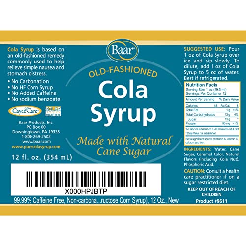 Image of Caffeine Free, Non-carbonated Cola Syrup with Pure Cane Sugar (No High Fructose Corn Syrup), 12 Oz.