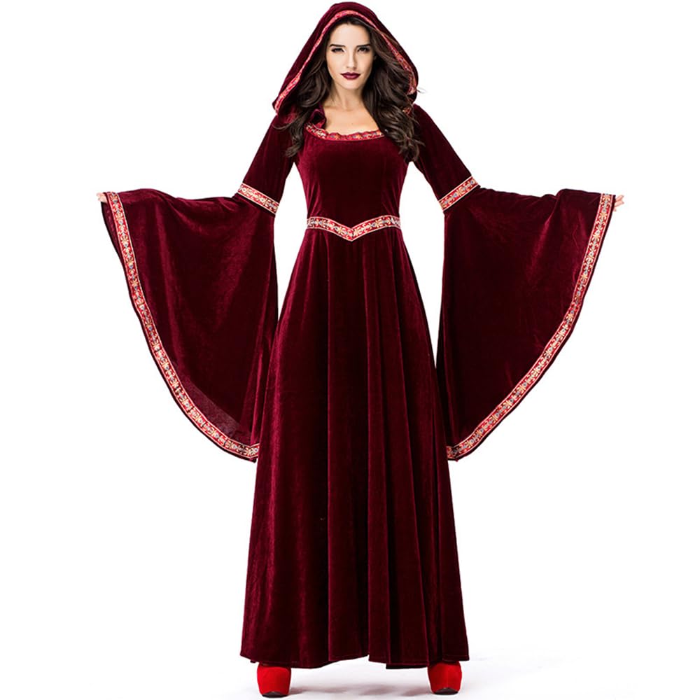 Feynman Costume médiéval pour Enfant Fille - Costume de la Renaissance médiévale - Palais Noble - Robe de Princesse d'halloween - Reine Victorienne - Bordeaux