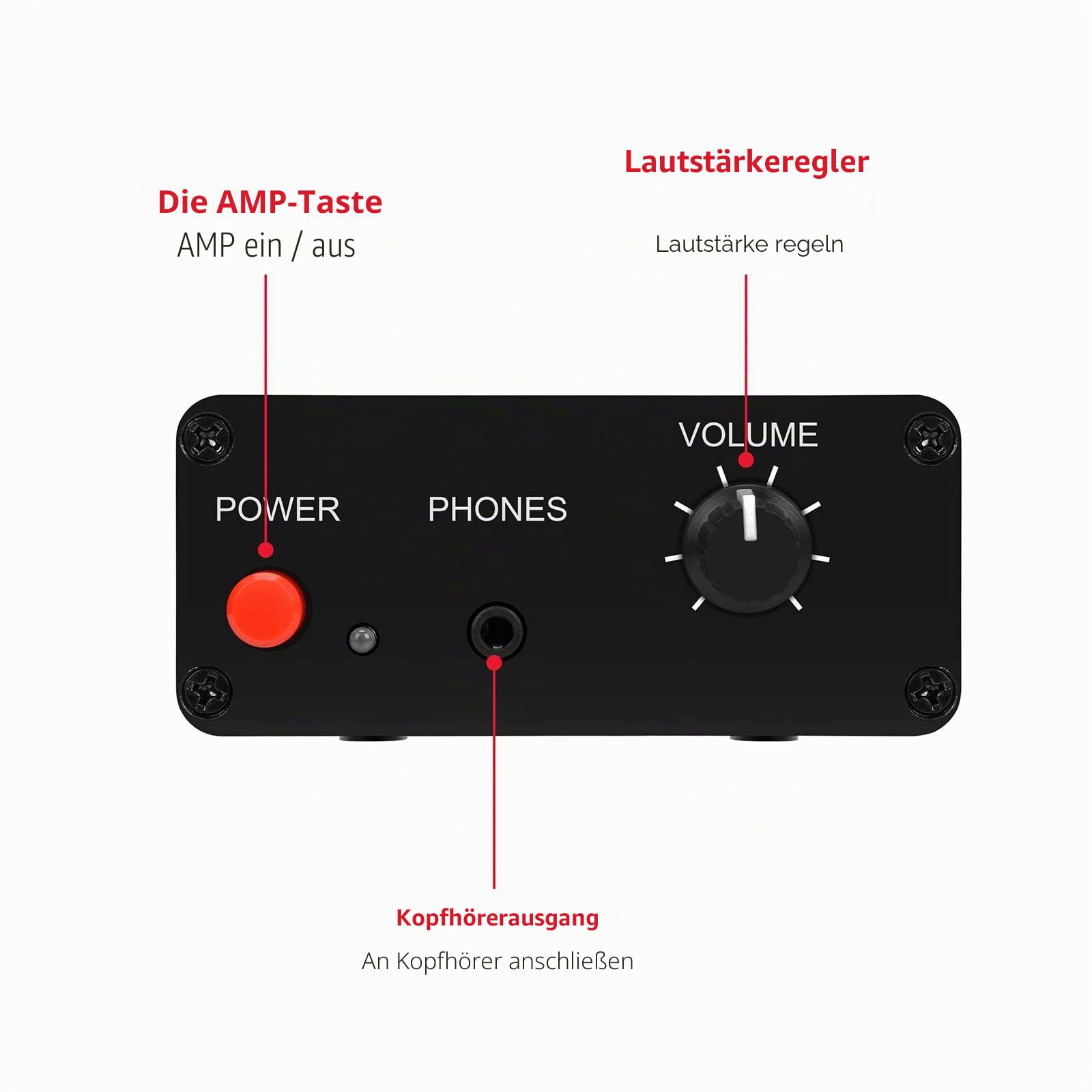 Mini-Stereo-Audio-Vorverstärker, Kopfhörerverstärker, Verstärkung 20 dB Phono-Plattenspieler-Phonographen-Vorverstärker, Dual-OP-Verstärker NE5532 mit Cinch-3,5-mm-Eingang auf Cinch-Ausgang