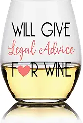 Dará conselhos jurídicos para taça de vinho, presente engraçado de advogados, presentes de paralegal, presentes de advogado, presentes de assistente jurídico, presentes de estudante de direito, presentes de advogado para mulheres, irmã