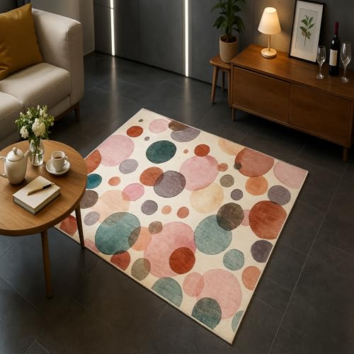 LONGSAO Tappeto Salotto 80 x 160 cm Tappeti Morbido Pelo Corto Soggiorno Tappeti Decorativi Camera Lavabile in Lavatrice Antiscivolo Rosa moderno, blu-verde, marrone, viola, beige, arancione