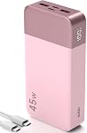 NOBIS 45W Banque d'électricité 20000mAh - Chargeur portable charge rapide avec 2*USB-C(in/out) & 2*USB-A, affichage numérique & Petit mode actuel, compatible avec le téléphone 17 16 S25, Consoles de jeu