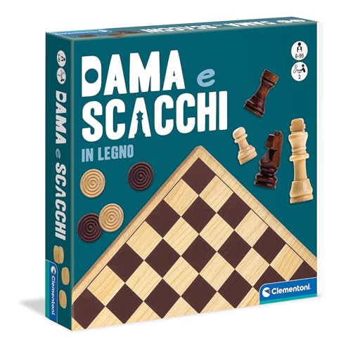 COSA CONTIENE: gioco ideato, progettato e sviluppato in Italia contenente 1 scacchiera, 32 pezzi di scacchi e 24 pedine di dama in legno, con un manuale per scoprire tutte le regole dei due giochi