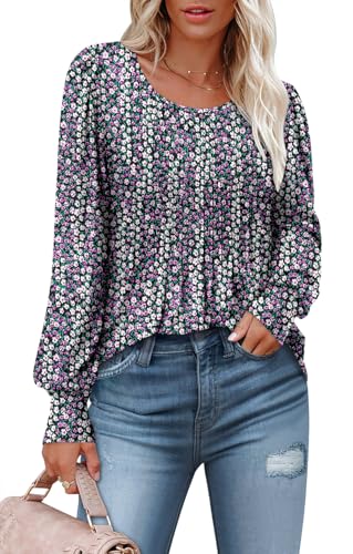 BETTE BOUTIK Long Sleeve Shirts for Women Fall Tops Dressy Blouses Crewneck Tunic Tops for Leggings S-3XL
