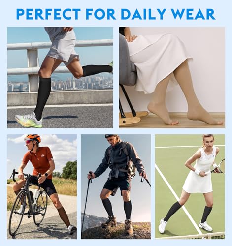 Image of MGANG Knee High Compression Socks 20-30mmHg, Varicose Veins, Short Length
