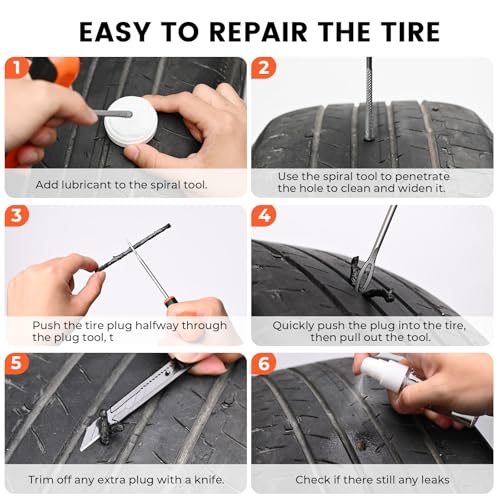Image of ETENWOLF Tire Repair Kit 42 Pcs, Heavy Duty Tire Plug Kit to Fix Punctures
