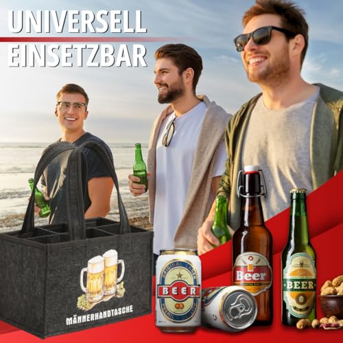 wortek Männerhandtasche, Bier Geschenke für Männer, Lustige Geschenke für Männer, Männergeschenke, Geburtstagsgeschenk für Männer, Bier Geschenke für Männer, Geschenk Mann, Flaschentasche