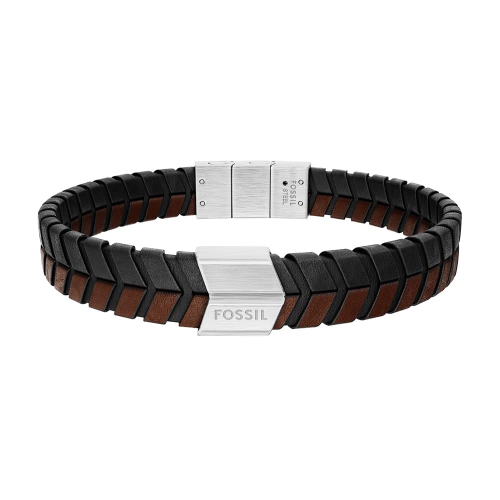 Fossil Men's All Stacked Up Leather Bracelet
