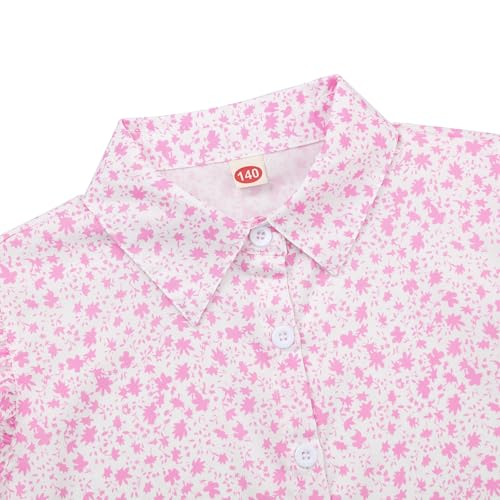 Image of Girls Sleeveless Plaid Button Down Shirt Summer Crop Tops Tie Knot Ruffle Sleeve Shirt Blouse 3-12Y