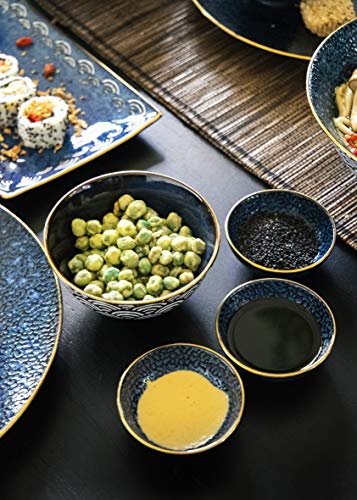 Mikasa Satori Japanse Dipschaaltjes in Geschenkverpakking, Porselein, Indigoblauw, 8 Centimeter, Set van 3 - Image 5