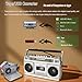 Retro Classic 80s Style Portable Boombox with Cassette Player Recorder, AM/FM/SW1/SW2 Radio, Bluetooth, USB/Micro SD Slots, Headphone Jack, 24W Dual Full-Range High Bass Speakers