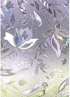 Zindoo Window Film Privacy Self Adhesive Stain Glass Film Window Cling No-Glue Static Decorative Window Covering Frosted Window Film 44.5 x 200CM