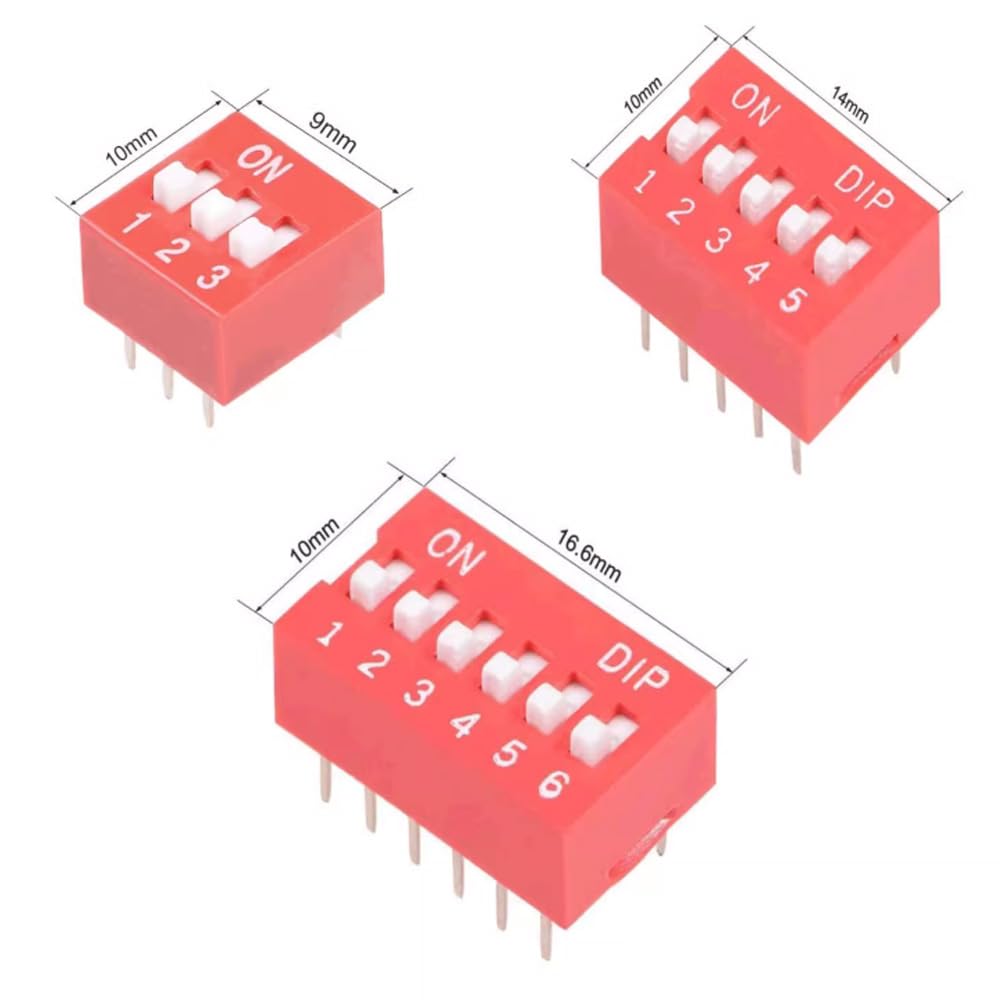 DAOKI 40PCS DIP Switch Assorted Kit Red 1 2 3 4 6 7 8 9 Position