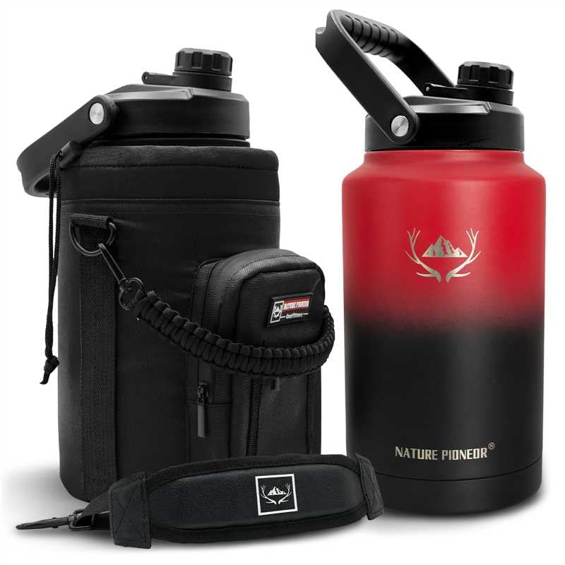 Image of NATURE PIONEOR 1 Gallon (128oz) Insulated Water Bottle Jug with Carrier Bag