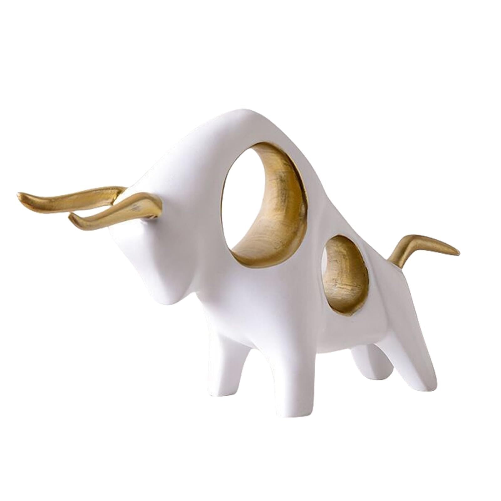 Wohn-Dekoration Bull Dekorative Statue Skulptur Regal Dekorationen Figuren Harz Tierskulpturen for Büro Zu Hause Schreibtisch Dekorative Figuren für das Zuhause(White B)