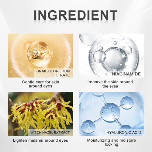 Under Eye Cream for Dark Circles And Puffy Eyes, Snail Peptide Energetic Eye Roll-On 360° Massage, Dark Circle Eye cream, Snail Eye Cream Anti Aging & Wrinkle, Eye Serum Hydrating, Firming, Smooth - Image 7
