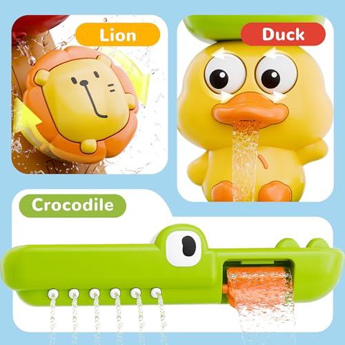 iPlay, iLearn Bath Toys for Toddlers 1-3, Baby Waterfall Bathtub Toy W/ Suction Cup, Kids Bath Tub Shower Playset, Infant Bathtime Fun Summer Pool Birthday Gift 18 24 Month, 2-4, 3-5 Year Old Girl Boy - Image 6