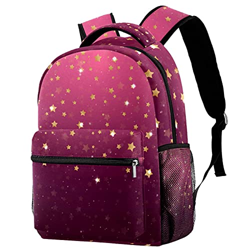Sac à dos rose étoiles avec porte-bouteille pour enfant école
