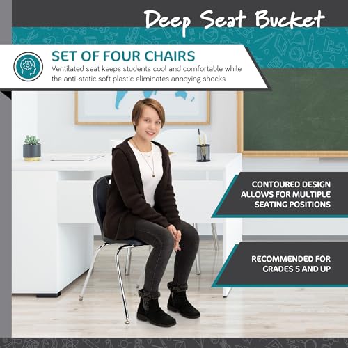 Image of Learniture LNT-118-CSW-BK Learniture Structure Series Stackable School Chairs for Classroom, 18 inch Seat Height, Black, Pack of 4