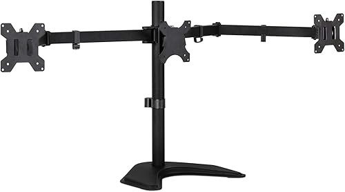 Mount-It! Soporte triple para monitor | 3 soportes para monitor se adapta a pantallas de computadora de 19, 20, 21, 22, 23, 24 pulgadas, base