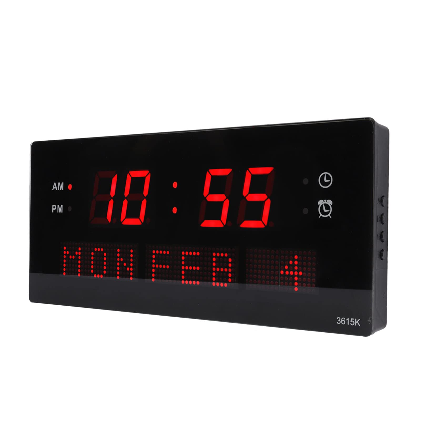 Orologio da Parete a LED con Display Digitale, Struttura in | Orologio da Scrivania Elettrico Plug-in, Ampio Schermo da 14,4 Pollici, Display della Temperatura e della Settimana, Adatto