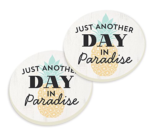 Just Another Day in Paradise Pineapple White 2.75 x 2.75 Absorbent Ceramic Car Coasters Pack of 2 Just Another Day in Paradise Pineapple White 2.75 x 2.75 Absorbent Ceramic Car Coasters Pack of 2