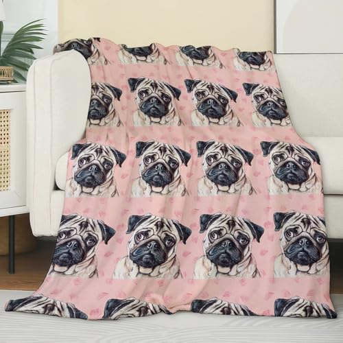 Zeleda PUGBL40701015060 Pug Blanket Fleece Throw Blanket For Bed Sofa Travel And Camping thumb #2
