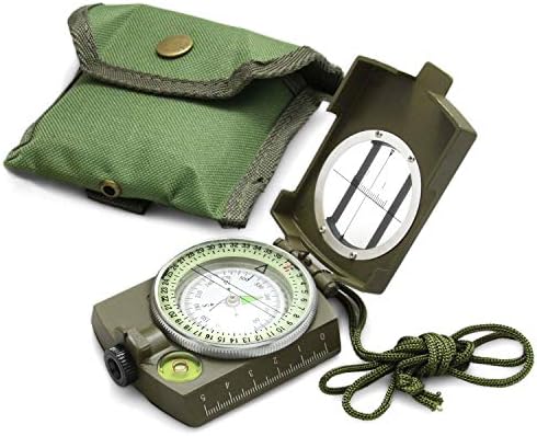 Eyeskey Tactical Survival Compass with Lanyard & Pouch | Waterproof & Impact Resistant | Lensatic Sighting Compass for Hiking (Green)